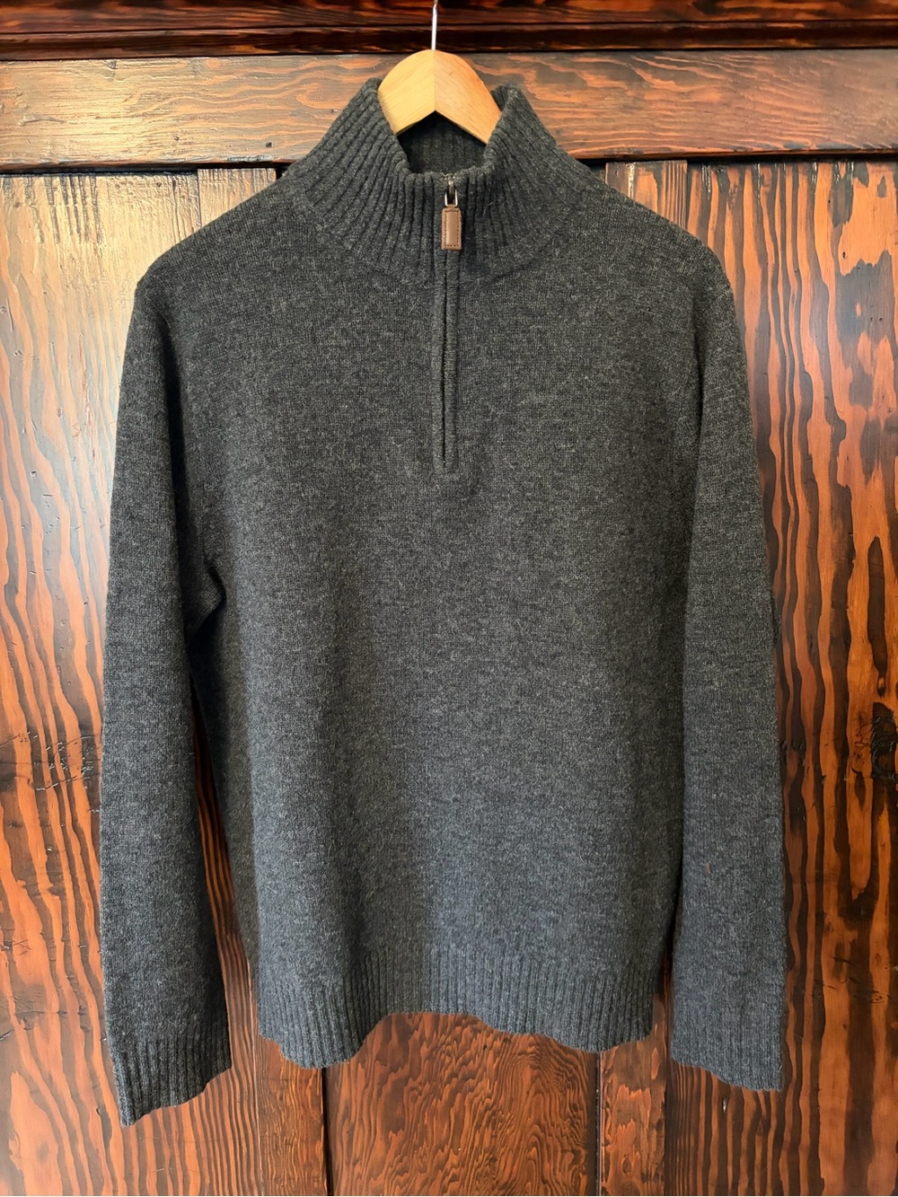 J. Crew Men's Charcoal Gray Half-Zip Wool Sweater